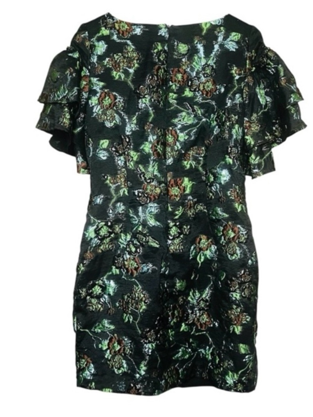 Badgley Mischka Metallic Floral Whimsygoth Party Cocktail Mini Dress SZ 4 Blk - Picture 2 of 8